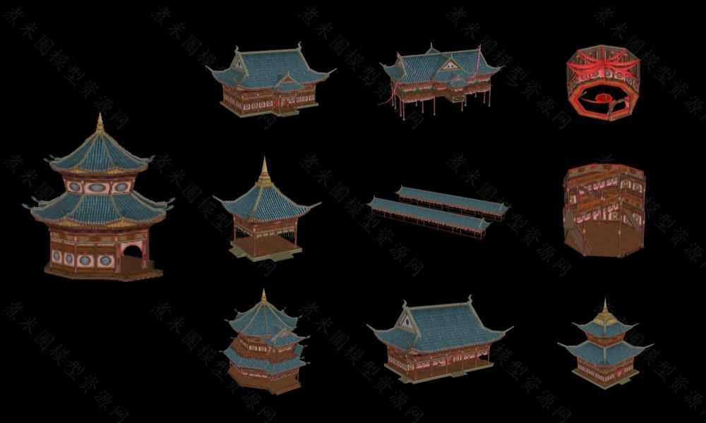 10个古代青口房屋装饰模型、有内景.jpg