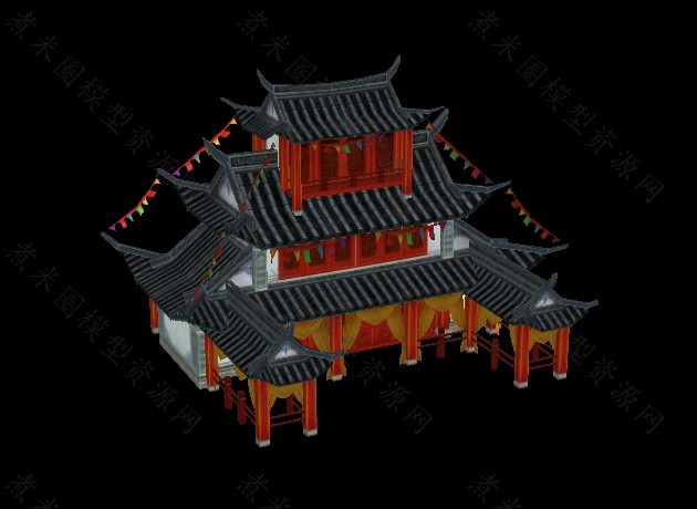 彩幡雅阁中式风格的多层建筑装饰物.jpg