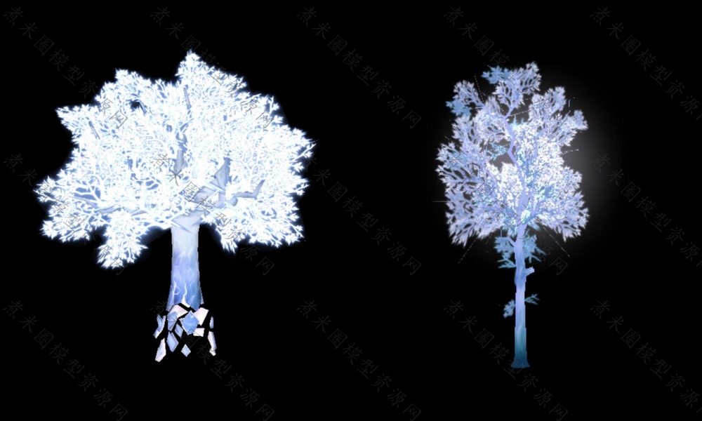 白色荧光水晶树木、有砍伐动作.jpg