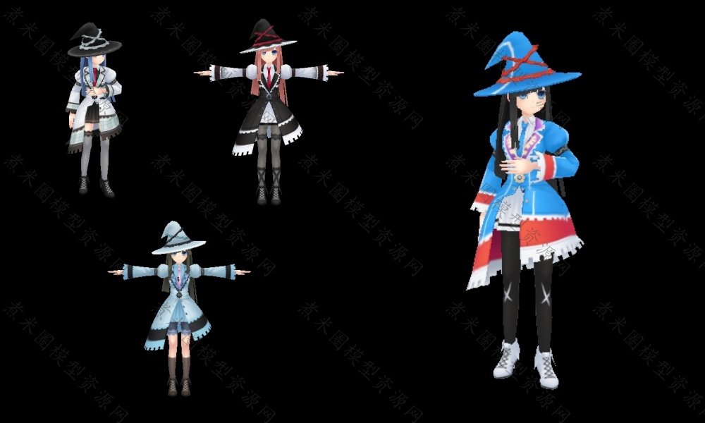 4个可爱的少女魔法师模型.jpg