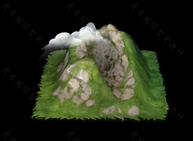 卡通风格的方格场景布置、白云山峰.jpg
