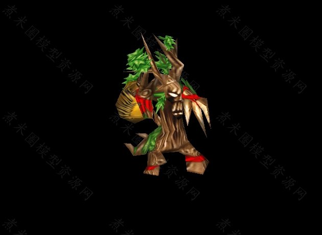 有挖矿动作的树人农民、扛着金矿袋子-煮米圈魔兽模型资源网
