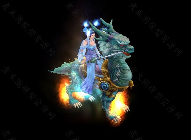 玉麒麟蓝色衣服女骑士.jpg