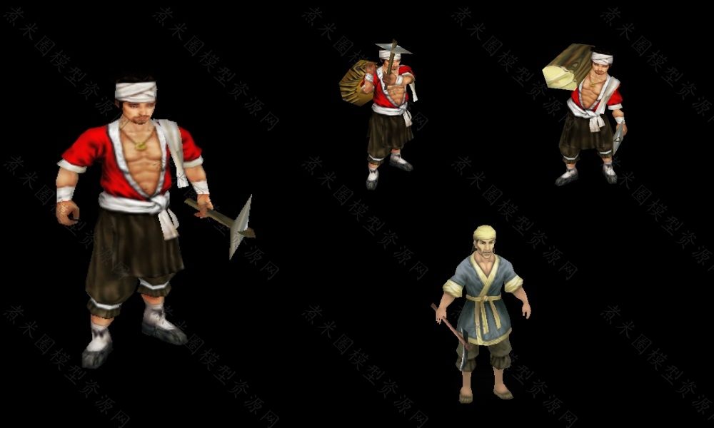 两个古代农民模型.jpg