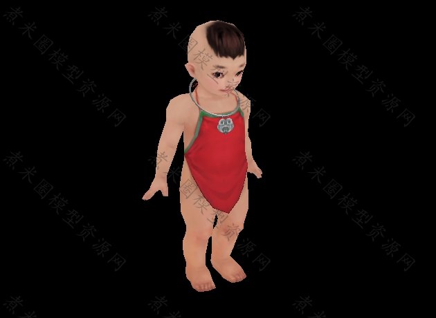 人类幼儿红孩儿、红肚兜小孩.jpg