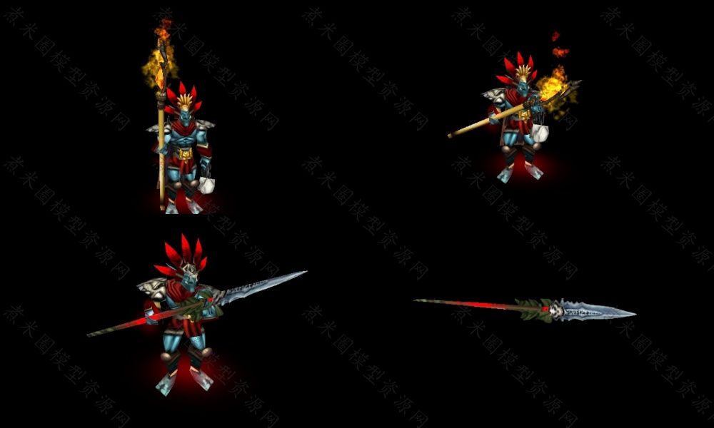 巨魔投矛手和高阶巨魔萨满巫师-煮米圈魔兽模型资源网
