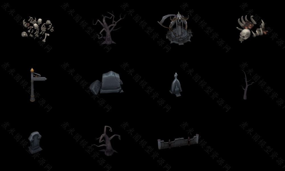 12个亡灵不死族场景装饰物模型.jpg
