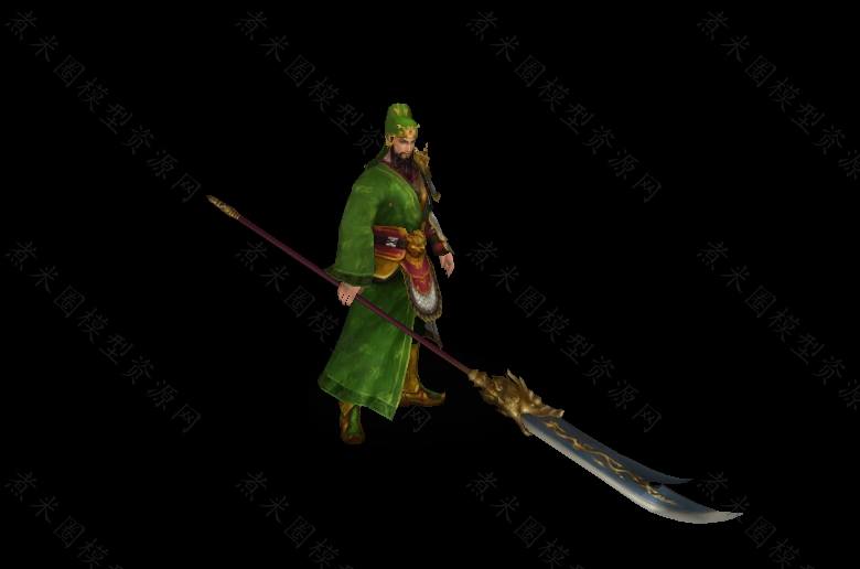 关羽手执长刀青衣经典形象.jpg