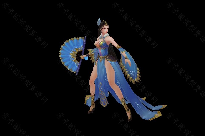 貂蝉蓝衣服手执蓝扇.jpg